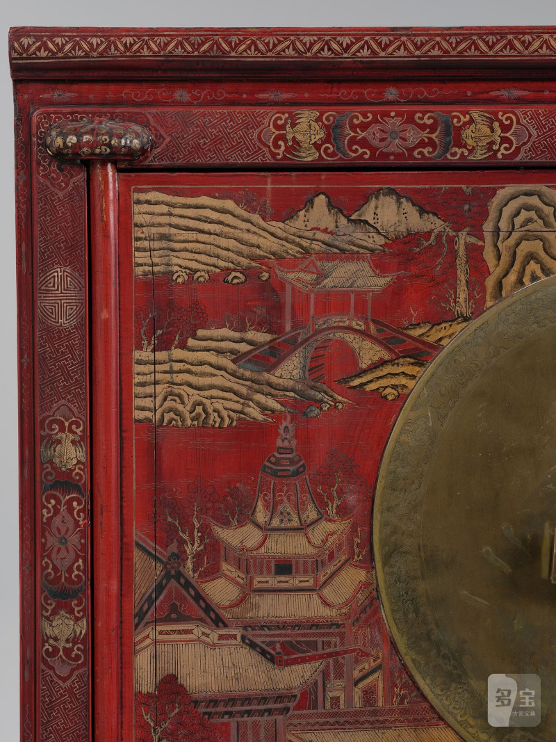 A large painted and gilt-decorated and red lacquer cabinet, - 图16
